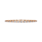 Rose Gold Baguette & Round Alternating Link Diamond Bracelet