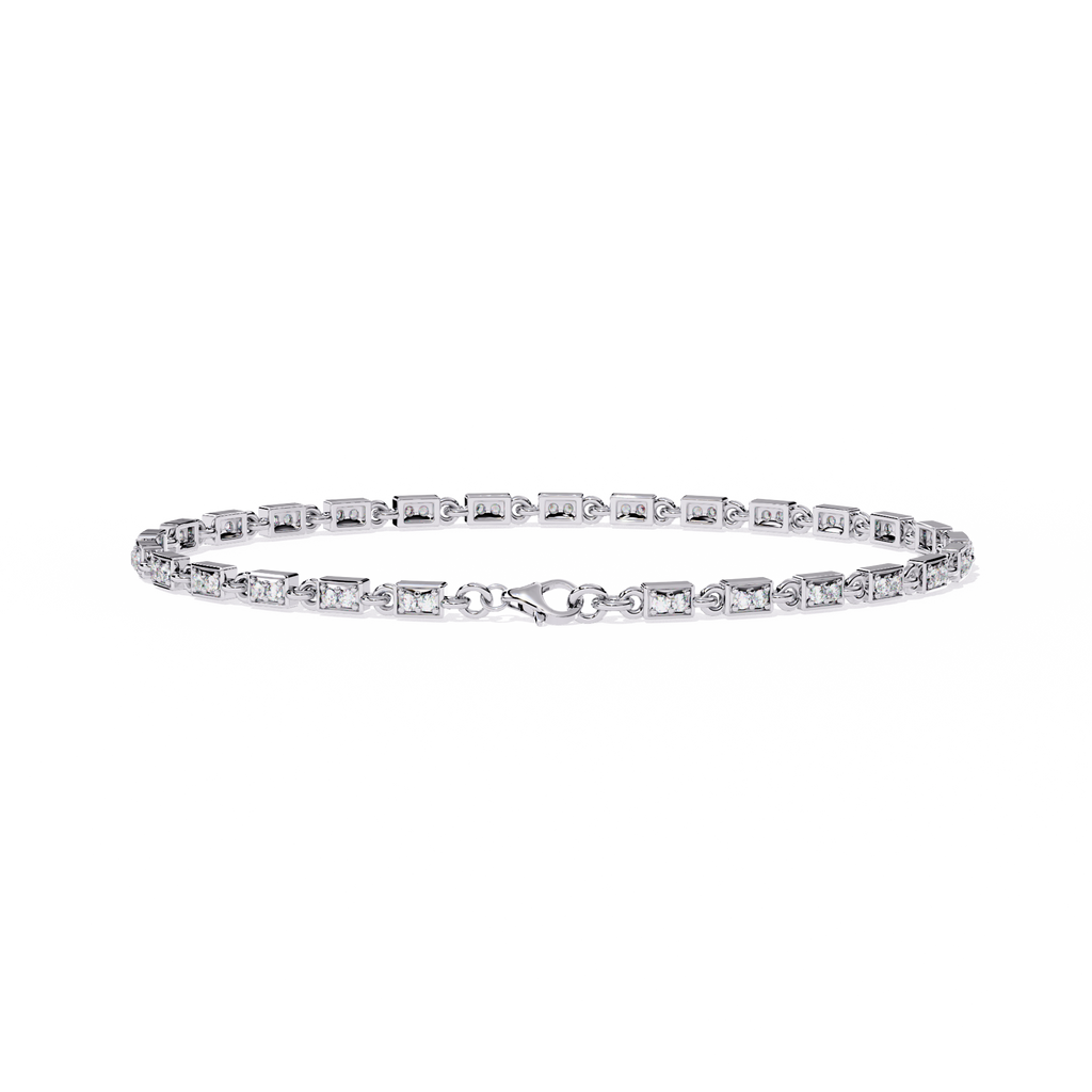 White Gold Rectangular Station Diamond Line Bracelet