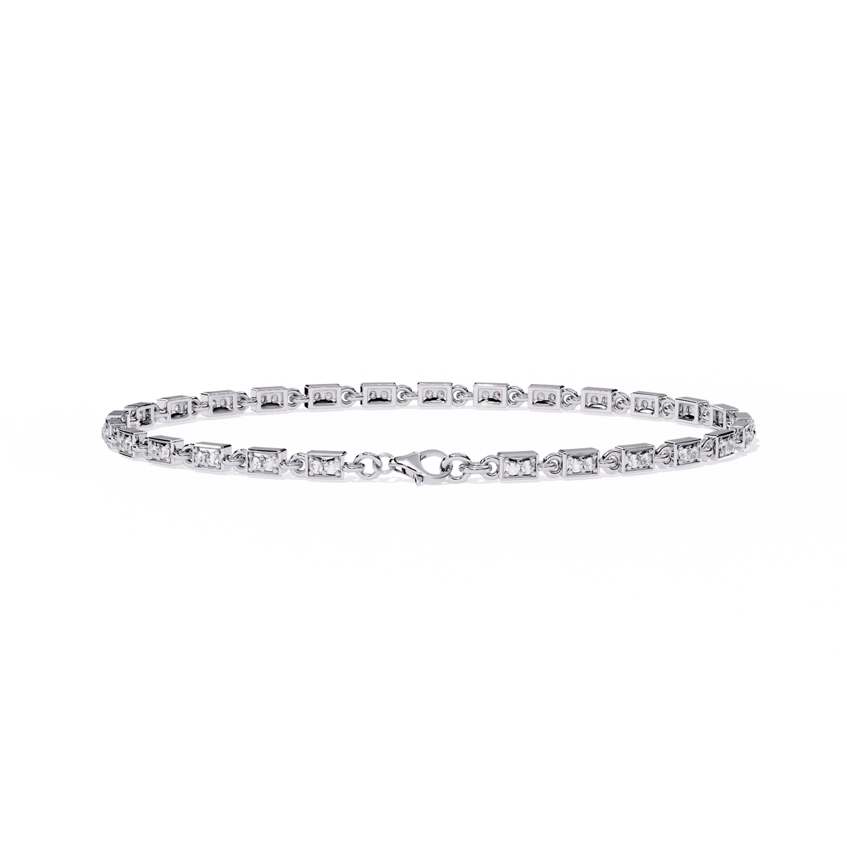 White Gold Rectangular Station Diamond Line Bracelet