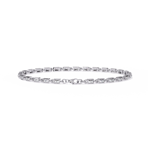White Gold Rectangular Station Diamond Line Bracelet