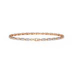 Rose Gold Baguette & Round Alternating Link Diamond Bracelet