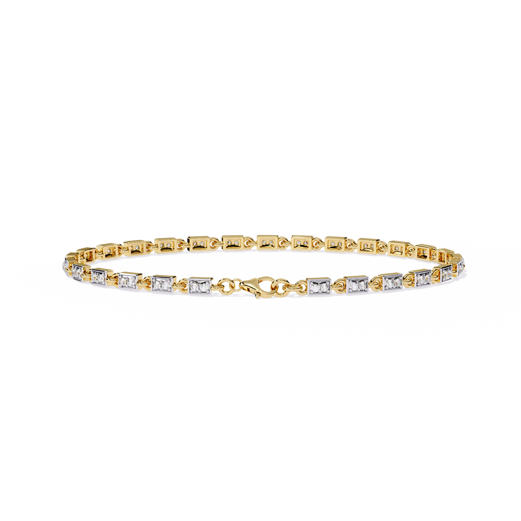 Yellow Gold Rectangular Station Diamond Line Bracelet