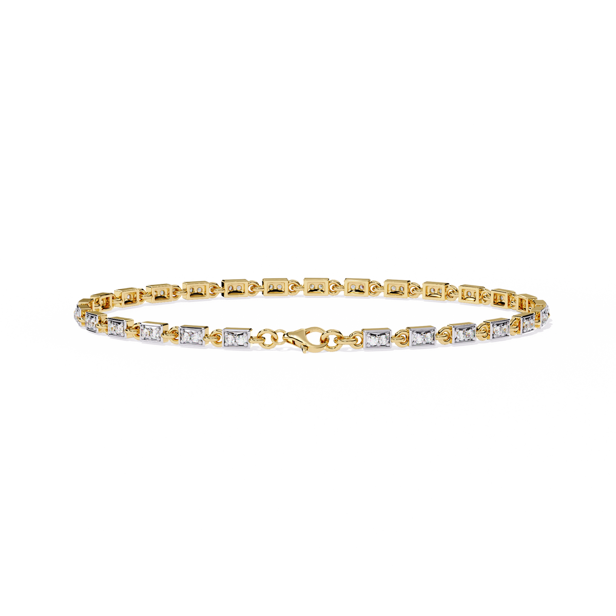 Yellow Gold Rectangular Station Diamond Line Bracelet