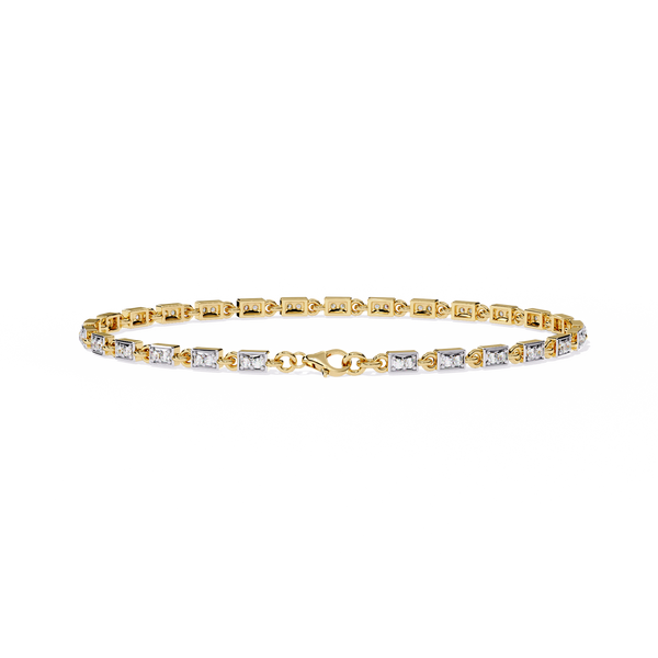Yellow Gold Rectangular Station Diamond Line Bracelet