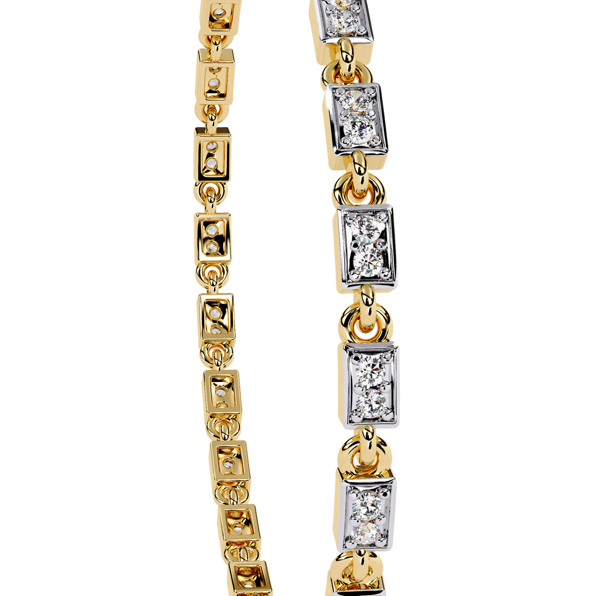 Yellow Gold Rectangular Station Diamond Line Bracelet