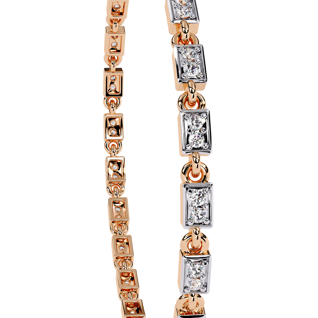 Rose Gold Baguette & Round Alternating Link Diamond Bracelet