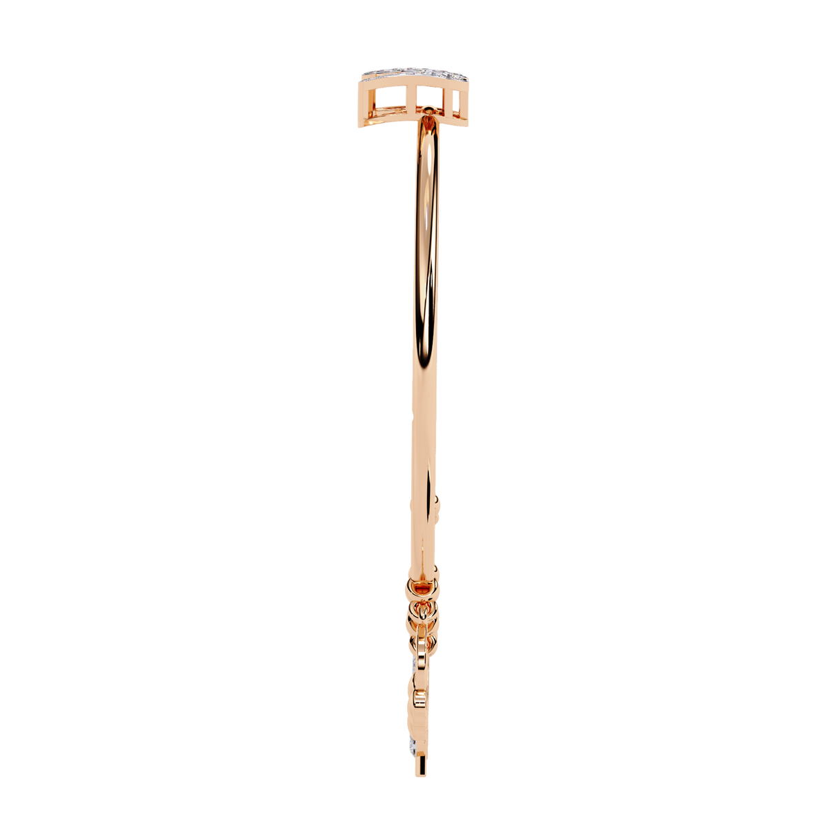Rose Gold Butterfly Charm Diamond Bangle Bracelet