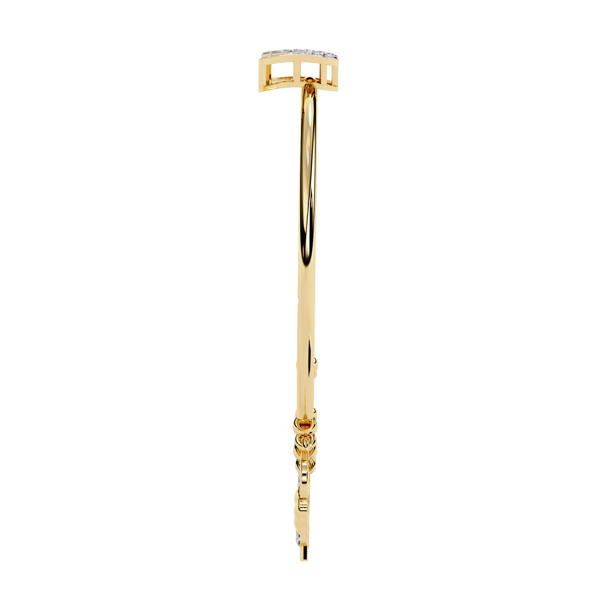 Yellow Gold Charm Bangle with Butterfly Clasp