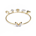 Yellow Gold Charm Bangle with Butterfly Clasp