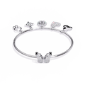 White Gold Charm Bracelet with Butterfly Clasp
