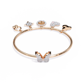 Rose Gold Butterfly Charm Diamond Bangle Bracelet