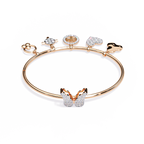 Rose Gold Butterfly Charm Diamond Bangle Bracelet