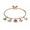 Rose Gold Butterfly Charm Diamond Bangle Bracelet