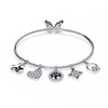 White Gold Charm Bracelet with Butterfly Clasp