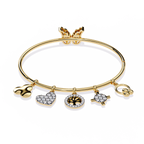 Yellow Gold Charm Bangle with Butterfly Clasp