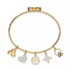 Yellow Gold Charm Bangle with Butterfly Clasp