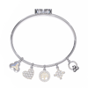 White Gold Charm Bracelet with Butterfly Clasp