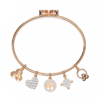 Rose Gold Butterfly Charm Diamond Bangle Bracelet
