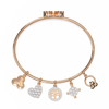 Rose Gold Butterfly Charm Diamond Bangle Bracelet