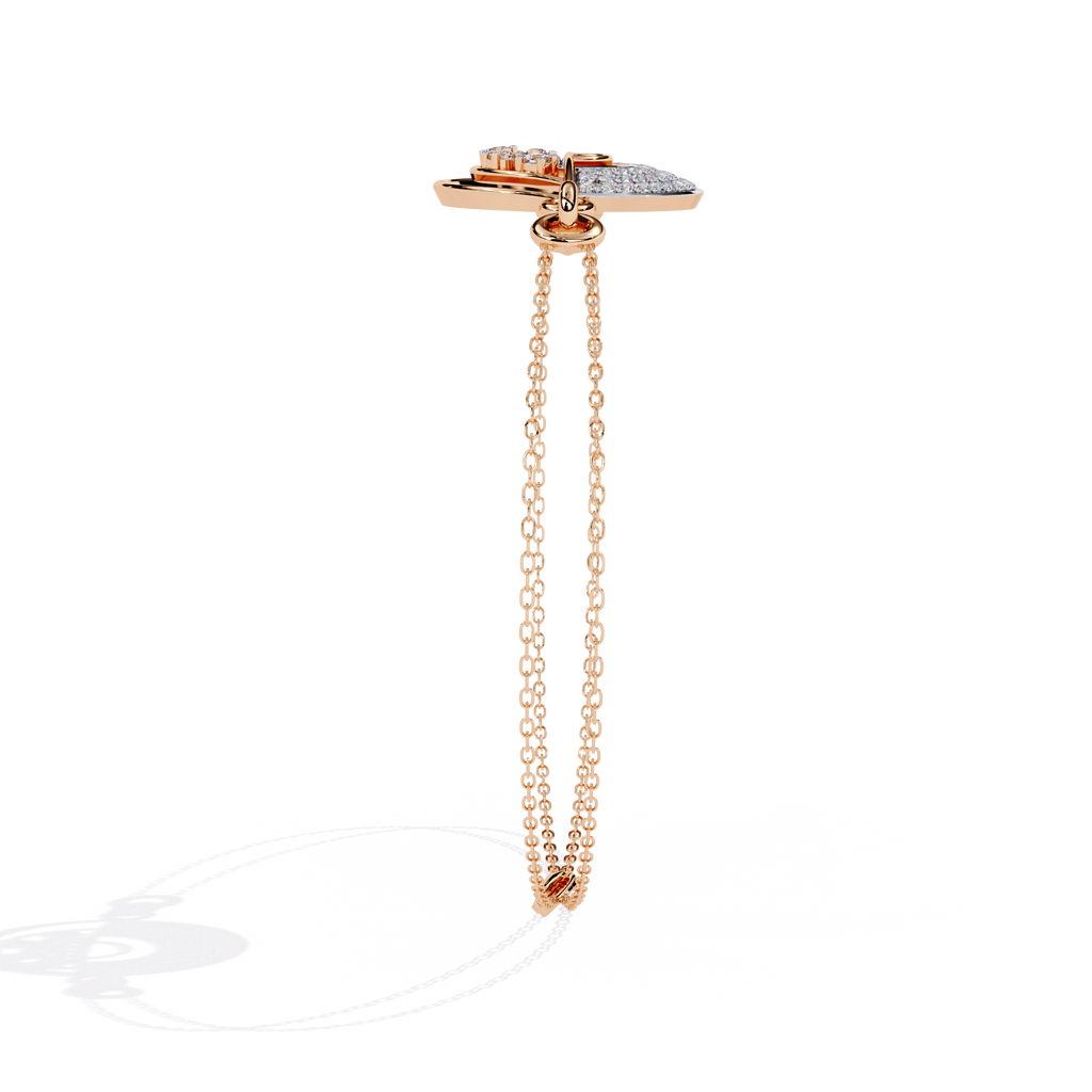 Rose Gold Crescent Orbit Diamond Chain Bracelet