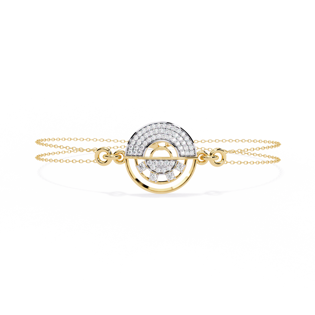 Yellow Gold Pavé Disc Diamond Chain Bracelet