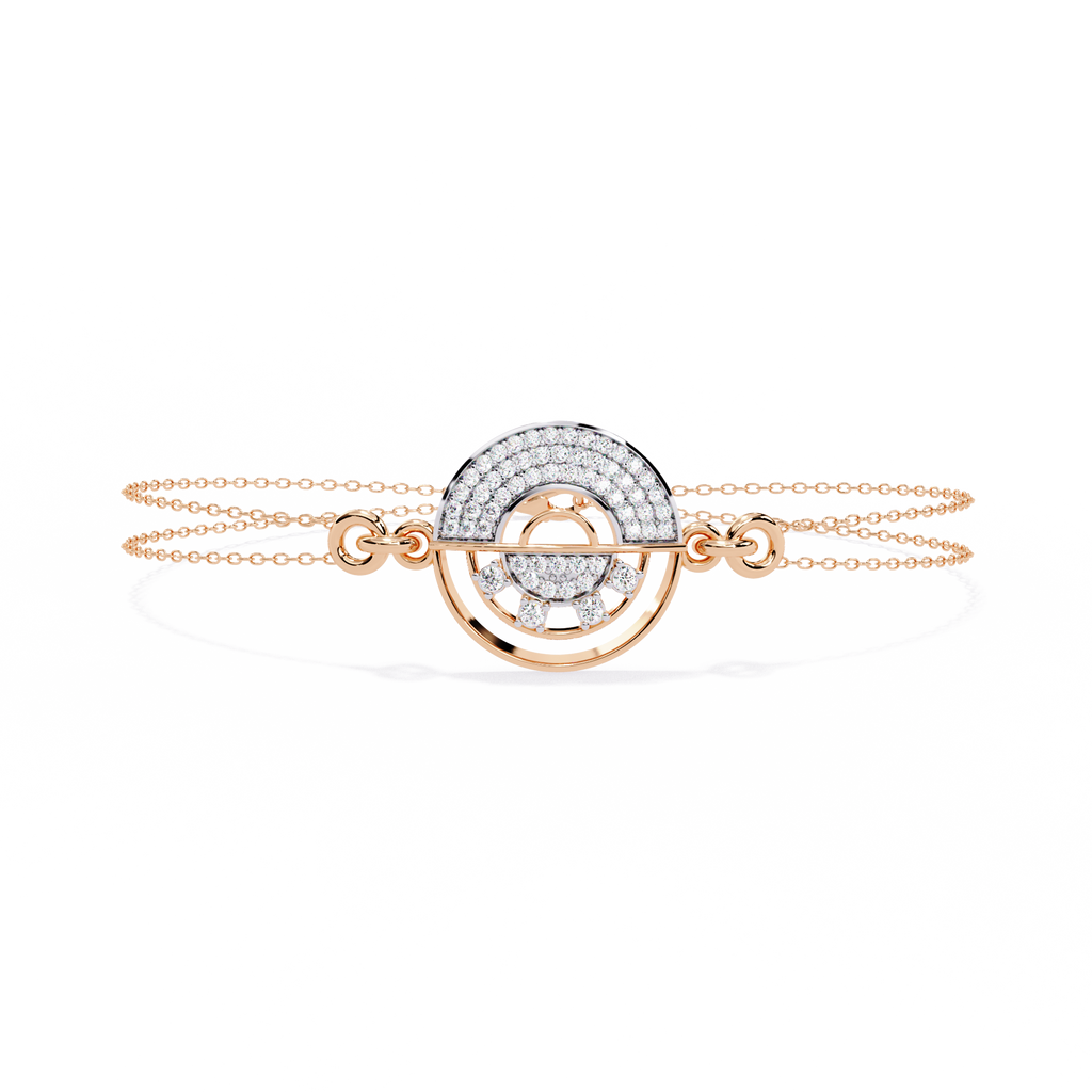Rose Gold Crescent Orbit Diamond Chain Bracelet