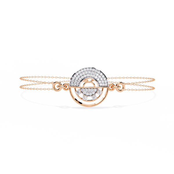 Rose Gold Crescent Orbit Diamond Chain Bracelet