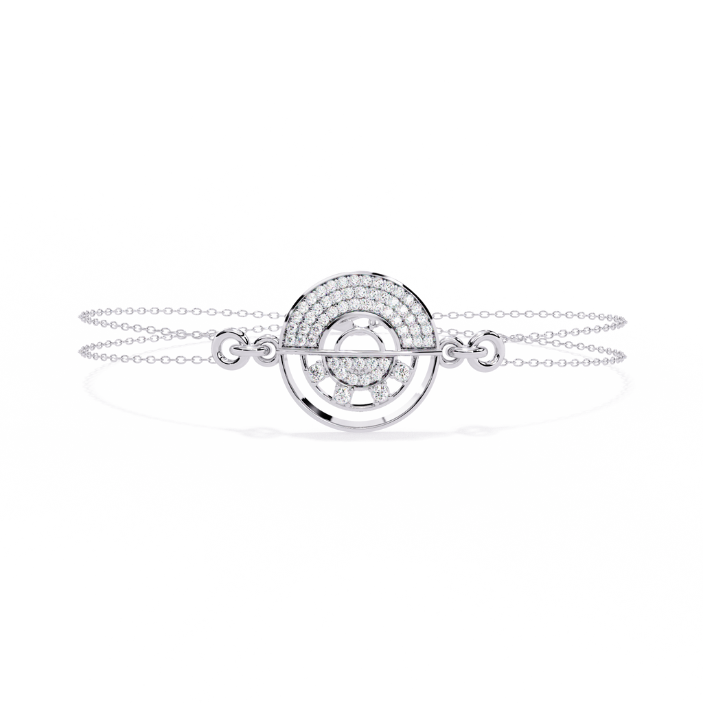 White Gold Pavé Disc Diamond Chain Bracelet