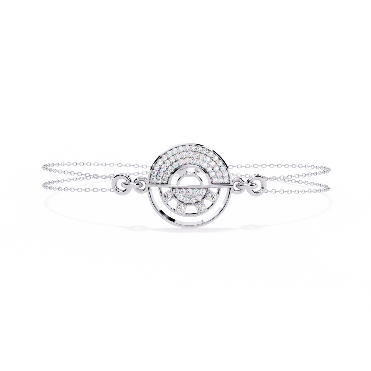 White Gold Pavé Disc Diamond Chain Bracelet