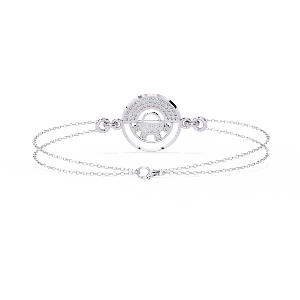 White Gold Pavé Disc Diamond Chain Bracelet