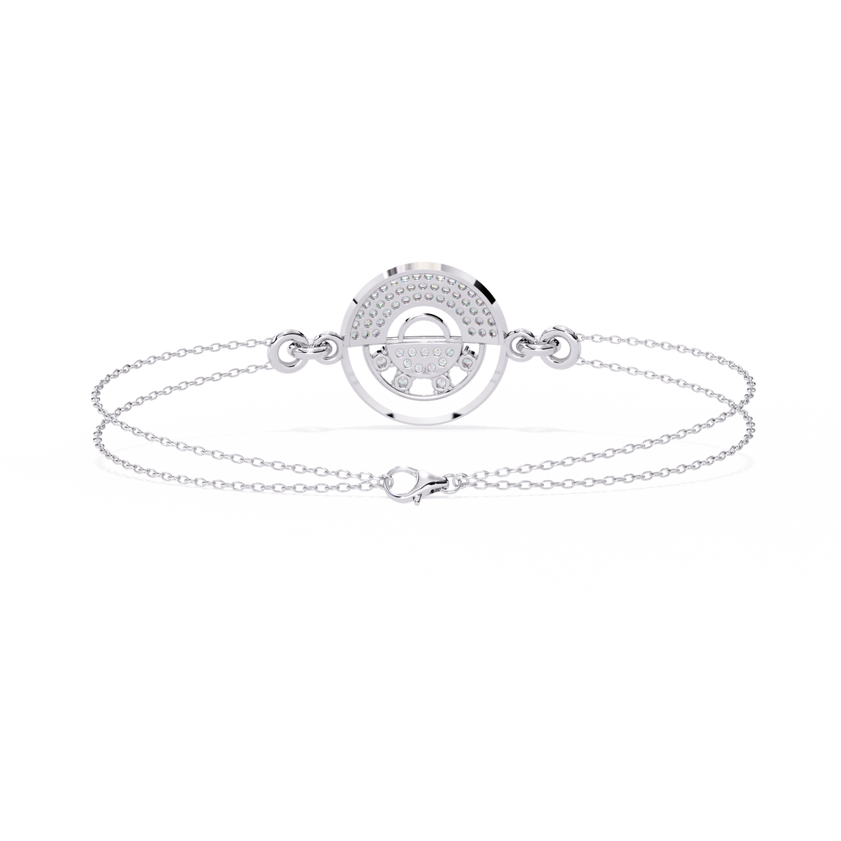 White Gold Pavé Disc Diamond Chain Bracelet