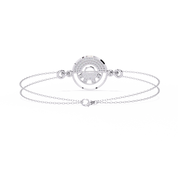 White Gold Pavé Disc Diamond Chain Bracelet