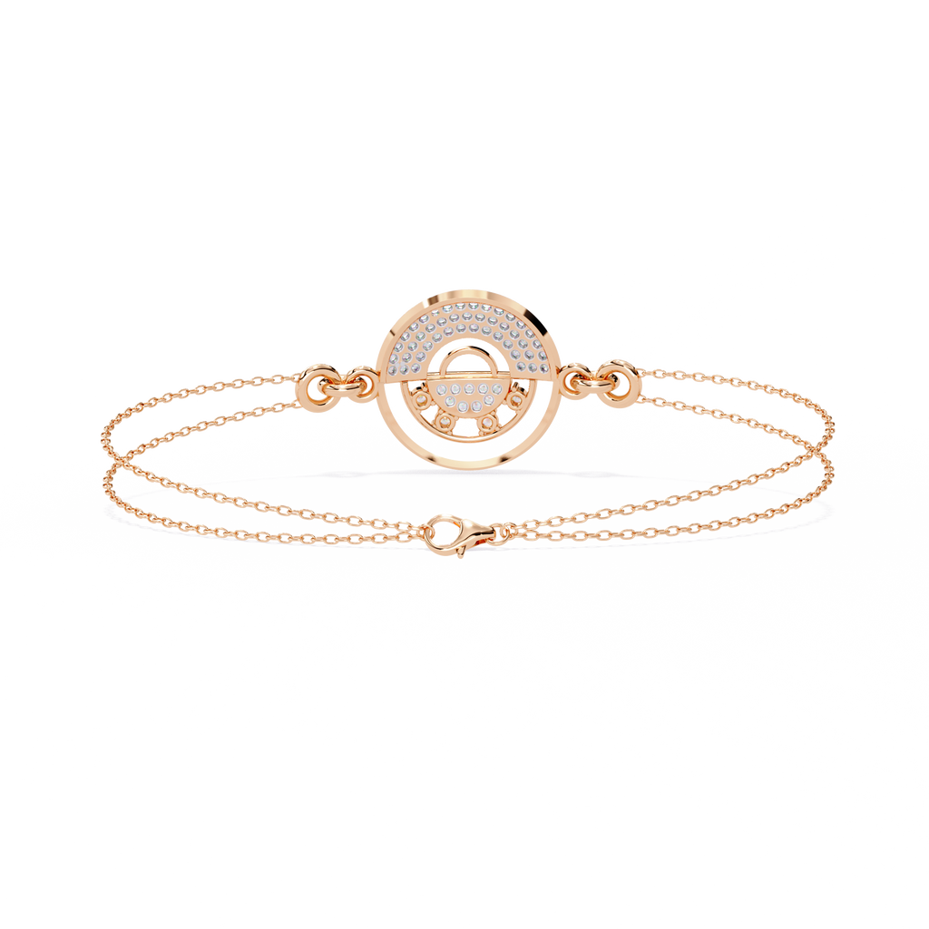Rose Gold Crescent Orbit Diamond Chain Bracelet