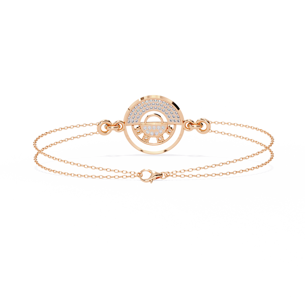Rose Gold Crescent Orbit Diamond Chain Bracelet