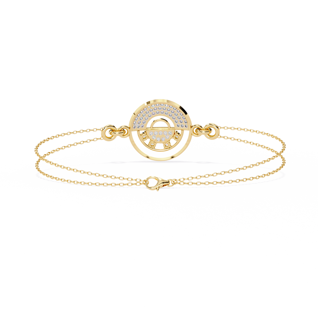 Yellow Gold Pavé Disc Diamond Chain Bracelet