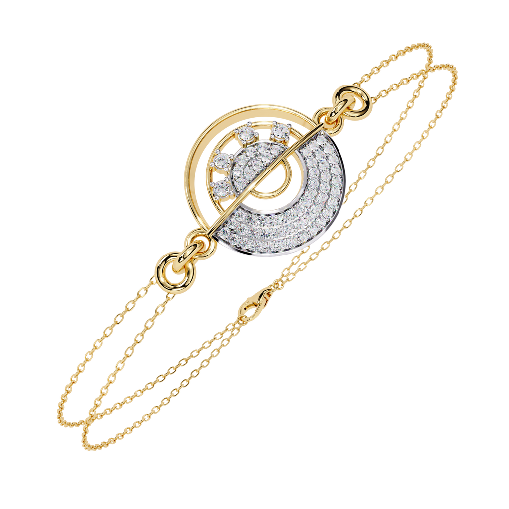 Yellow Gold Pavé Disc Diamond Chain Bracelet