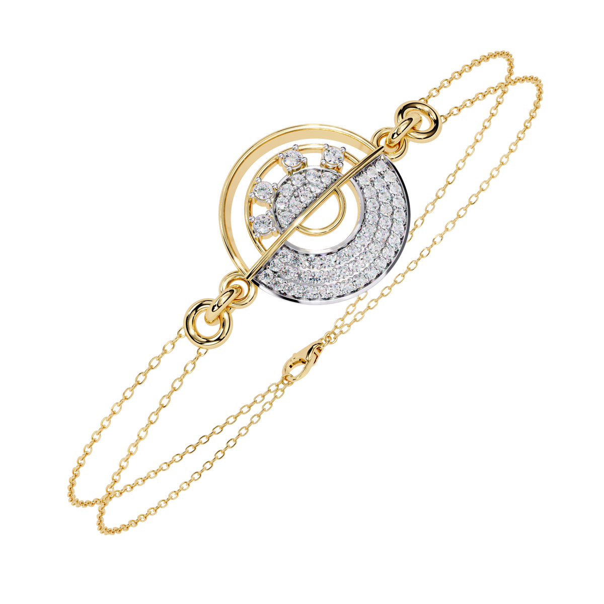 Yellow Gold Pavé Disc Diamond Chain Bracelet