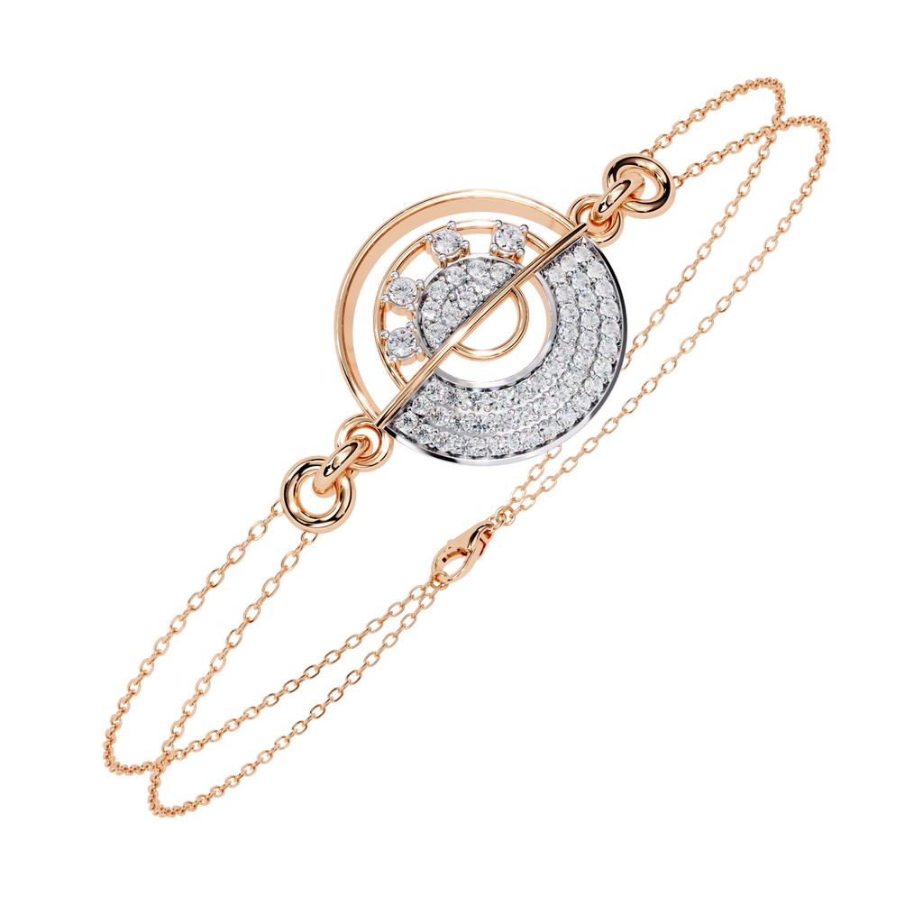 Rose Gold Crescent Orbit Diamond Chain Bracelet