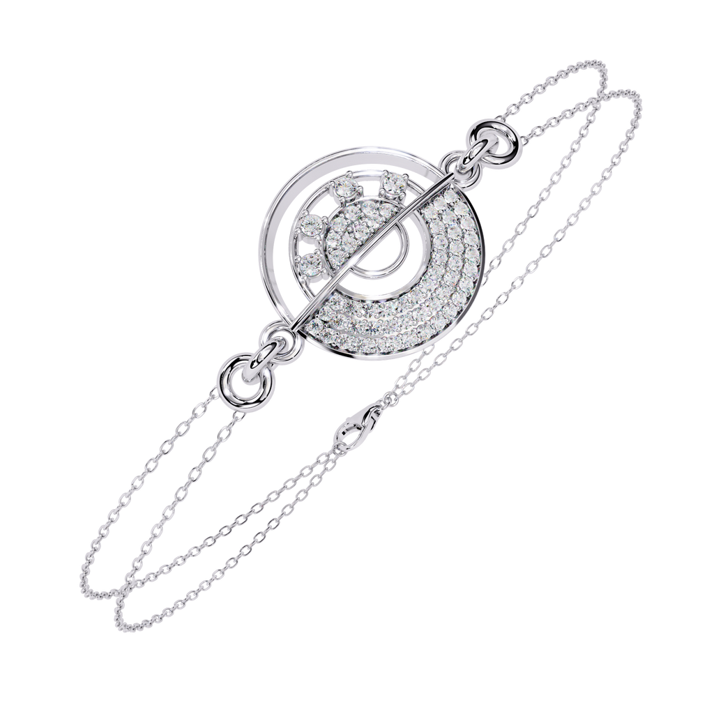 White Gold Pavé Disc Diamond Chain Bracelet