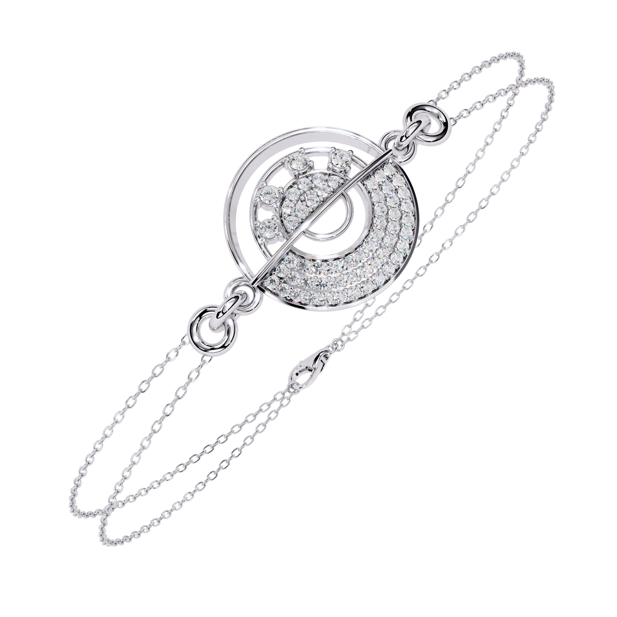 White Gold Pavé Disc Diamond Chain Bracelet