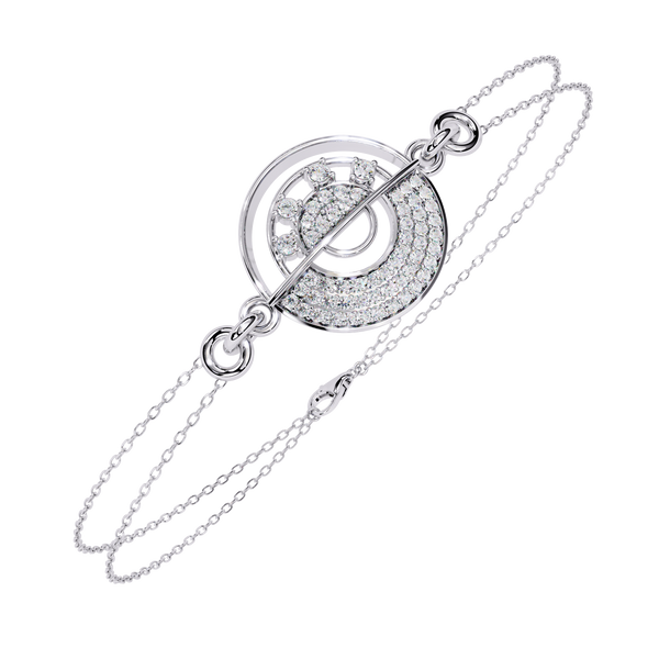White Gold Pavé Disc Diamond Chain Bracelet
