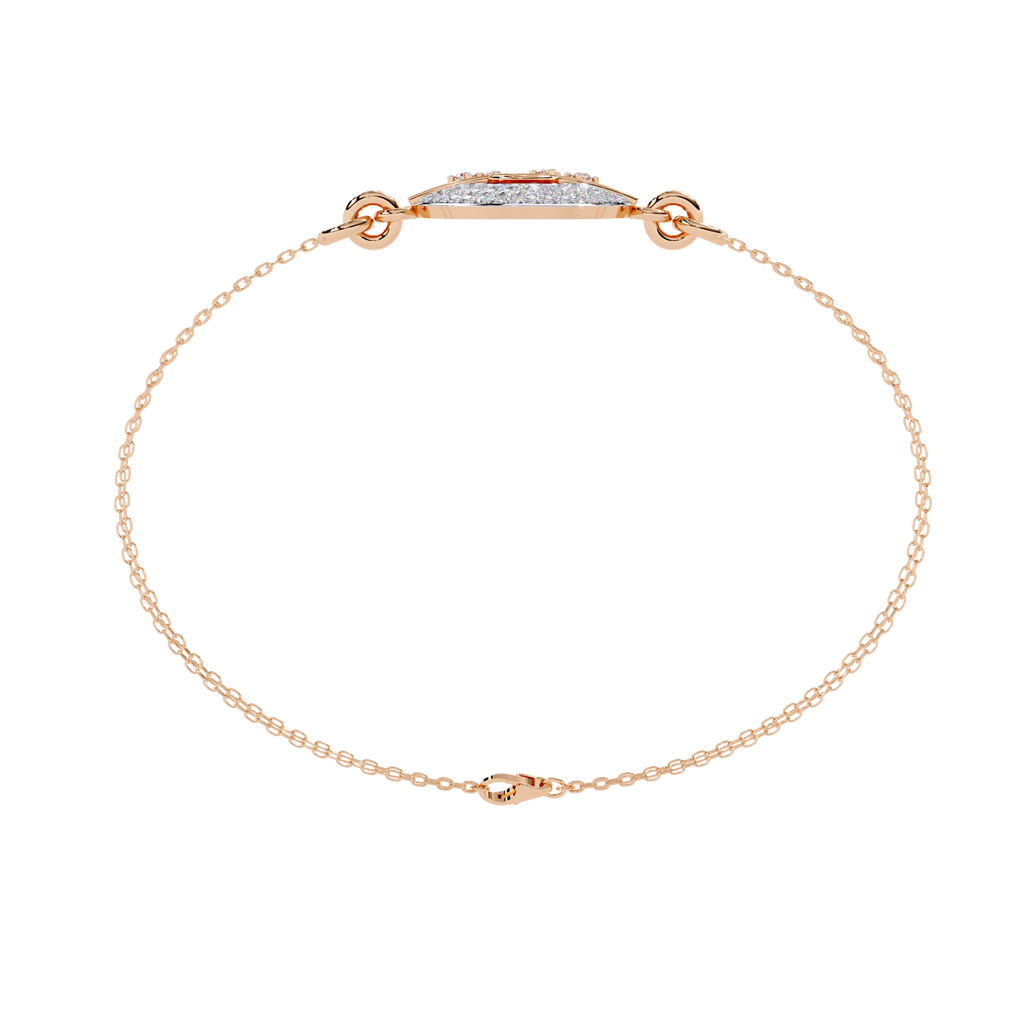 Rose Gold Crescent Orbit Diamond Chain Bracelet