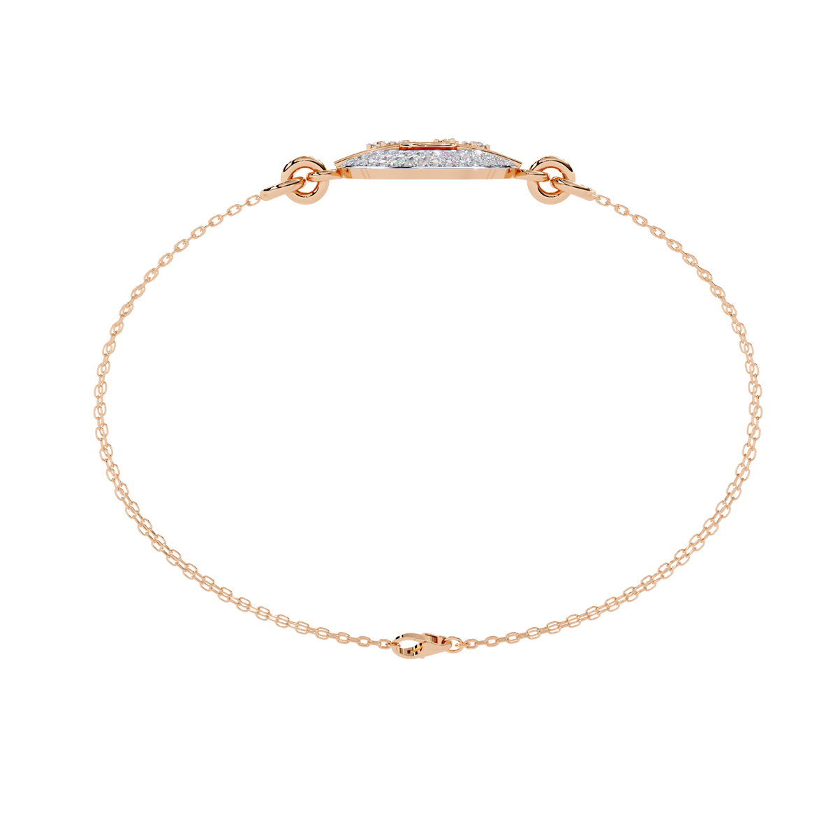 Rose Gold Crescent Orbit Diamond Chain Bracelet