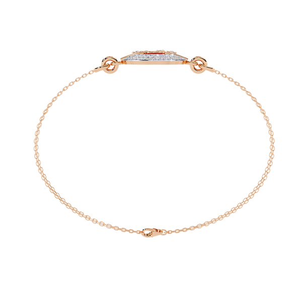 Rose Gold Crescent Orbit Diamond Chain Bracelet