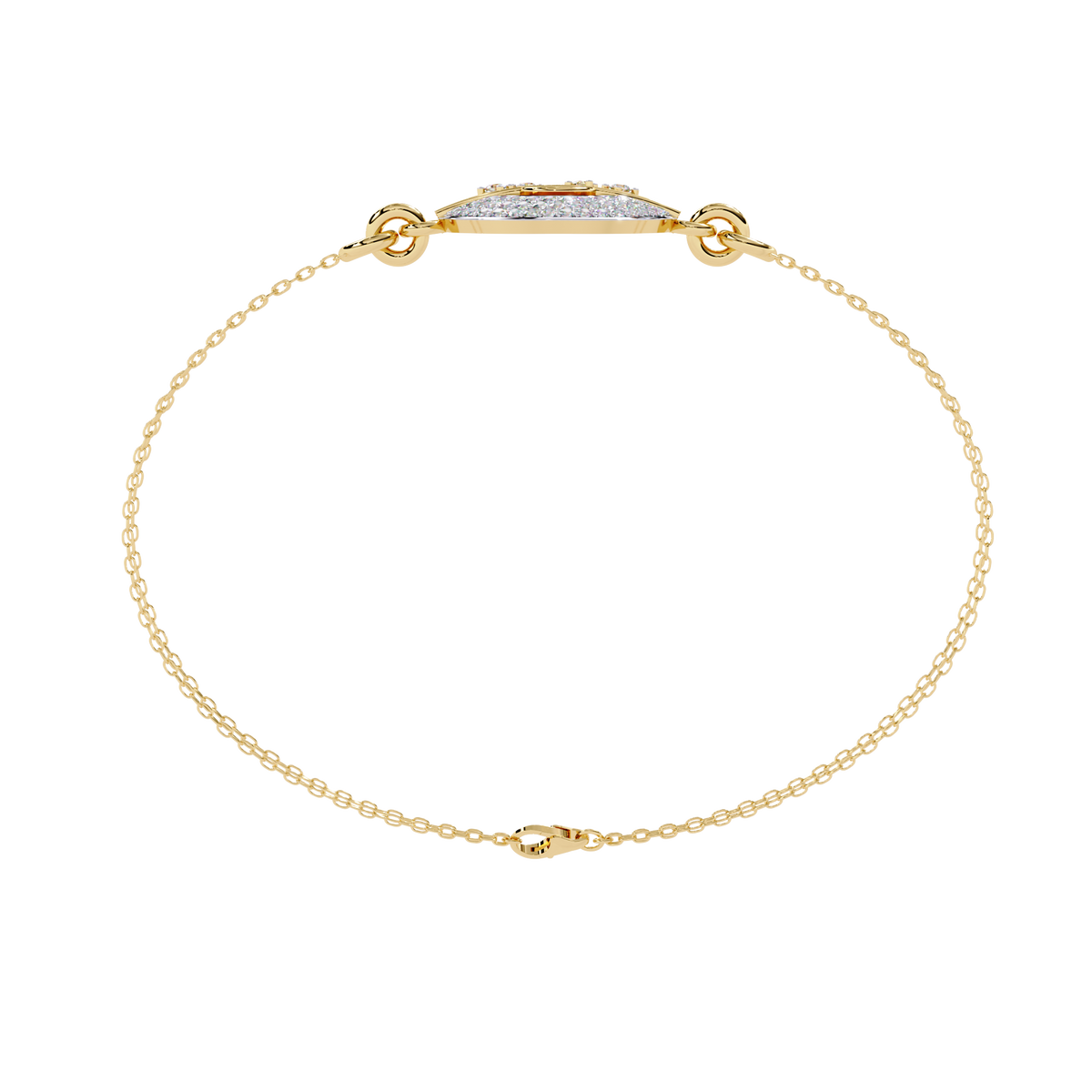 Yellow Gold Pavé Disc Diamond Chain Bracelet