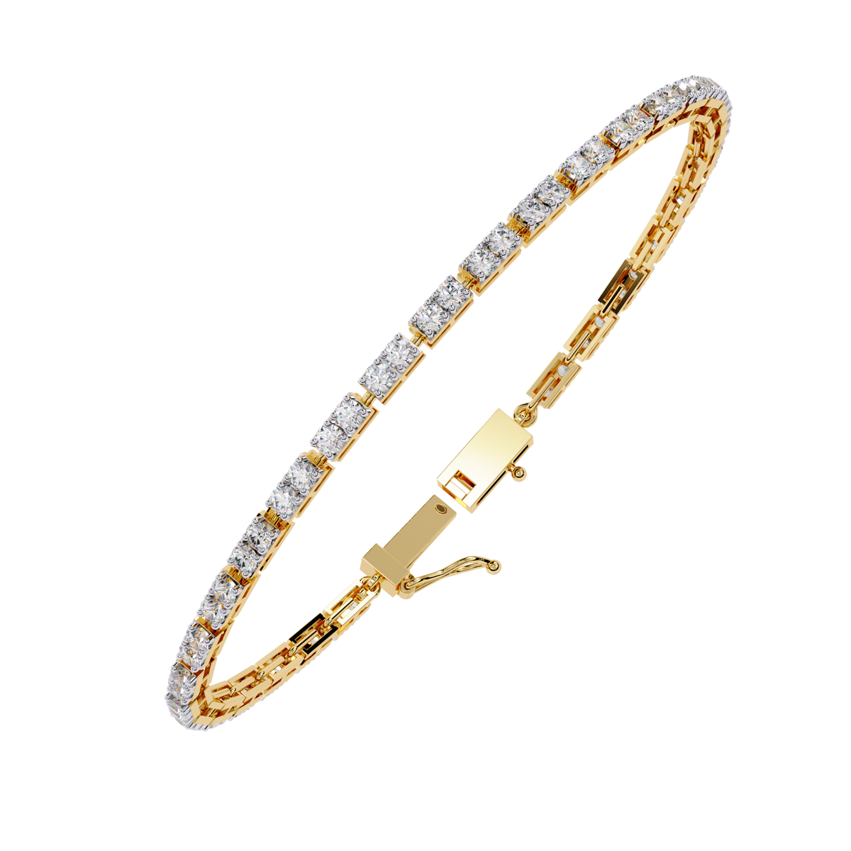 Yellow Gold Classic Prong-Set Diamond Tennis Bracelet