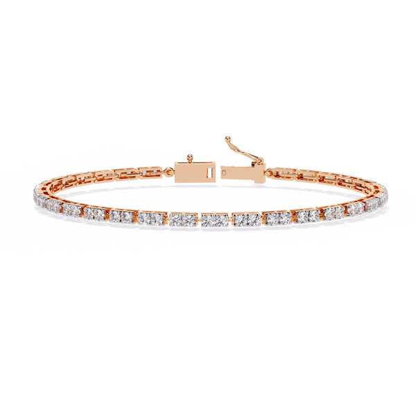 Rose Gold Classic Four-Prong Tennis Diamond Bracelet