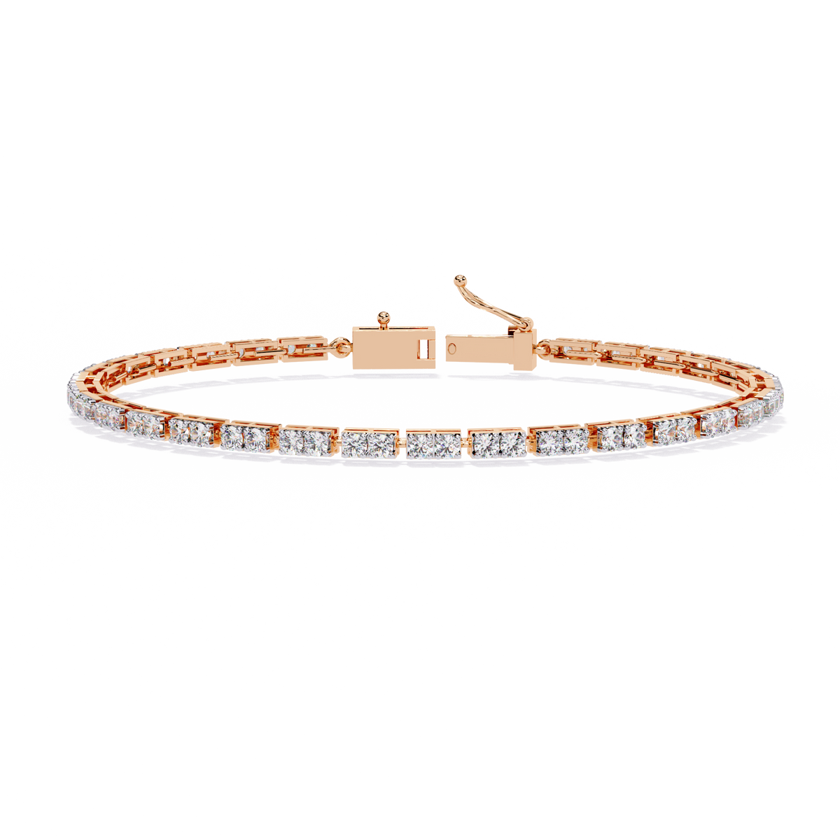 Rose Gold Classic Four-Prong Tennis Diamond Bracelet