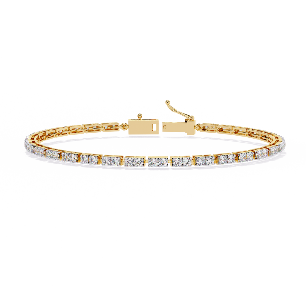 Yellow Gold Classic Prong-Set Diamond Tennis Bracelet