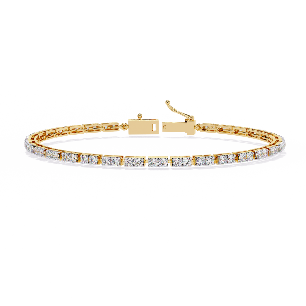 Yellow Gold Classic Prong-Set Diamond Tennis Bracelet